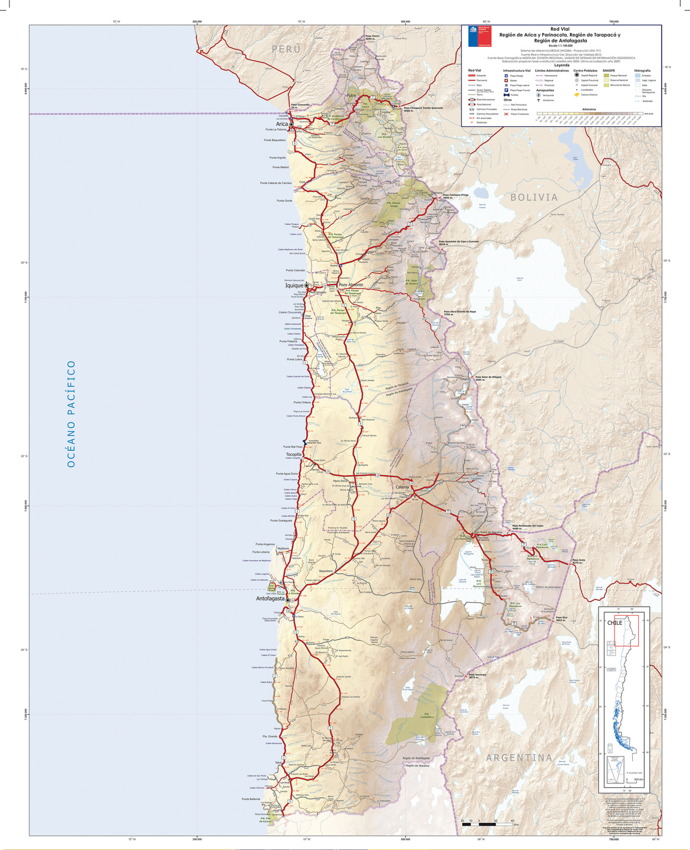 Red vial de las regiones de Arica y Parinacota, Tarapacá y Antofagasta